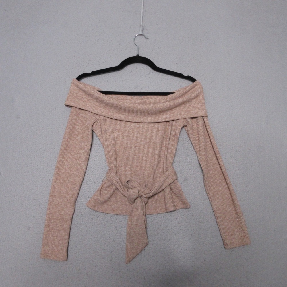 Lovers & Friends Revolve Top Small‎ Off the Shoulder Beige Belted Ramona NWT
